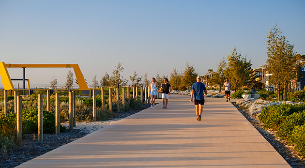 Person walking on boardwalk