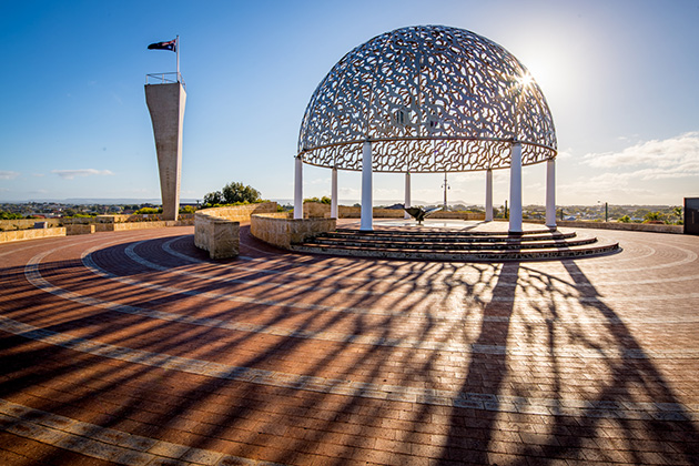 War memorial at sunset