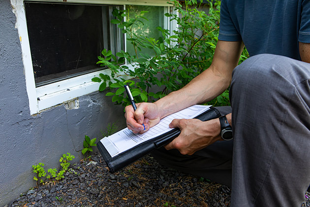 Worker writing on clipboard