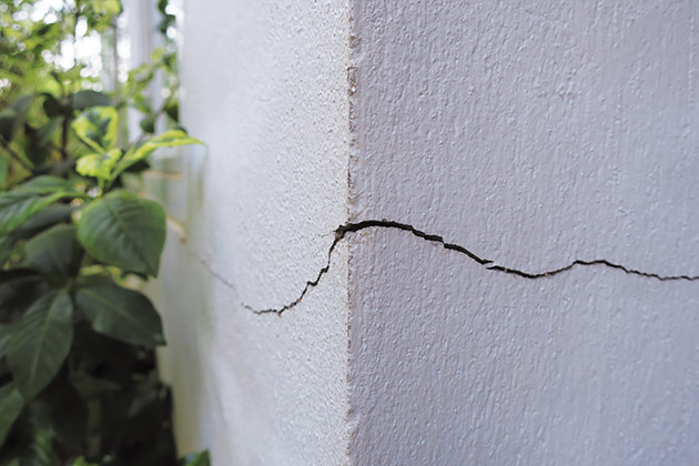 Cracked exterior wall