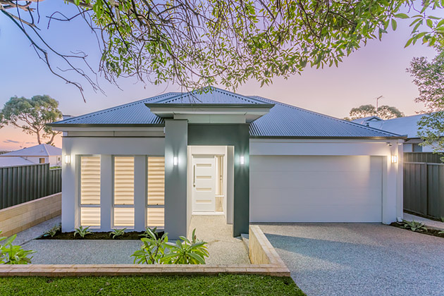 Outside front of a new home