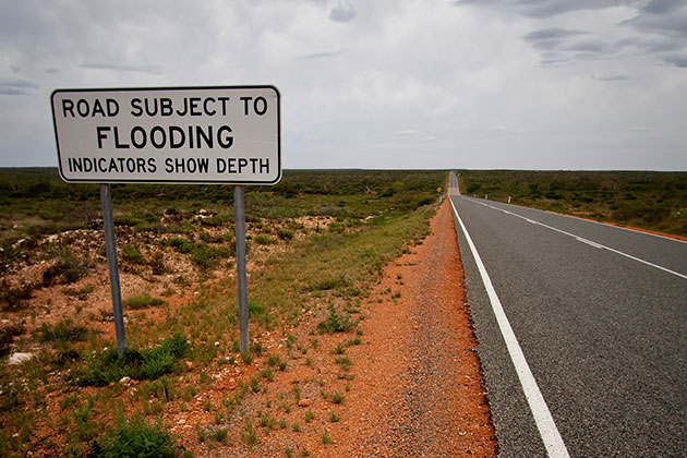Floods road sign
