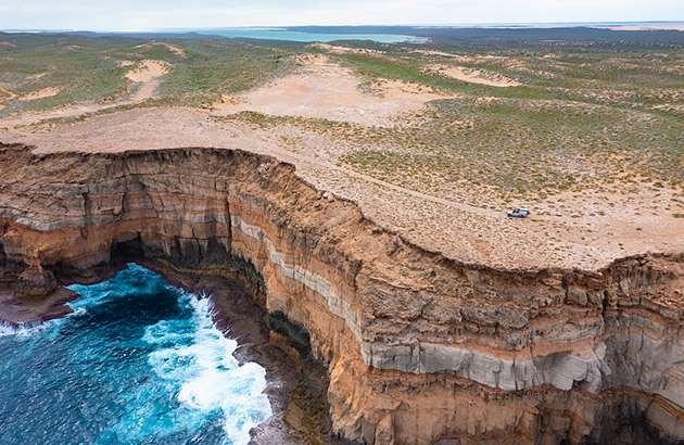 Aerial shot of coastal cliffs at Steep Point