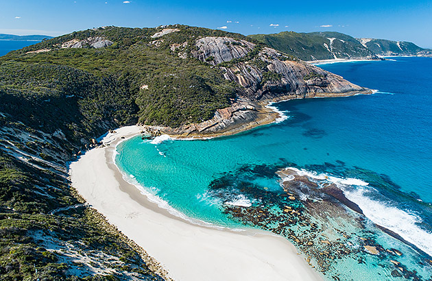 Aerial view of Salmon Holes Beach near Albany