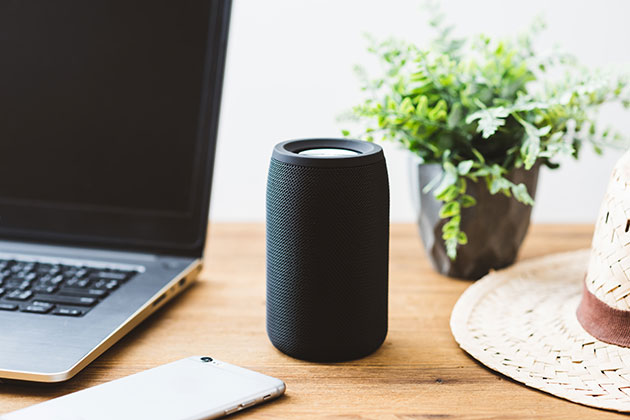Bluetooth speaker on desk