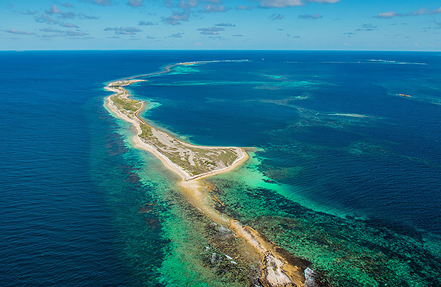 Aerial shot of Abrolhos Islands