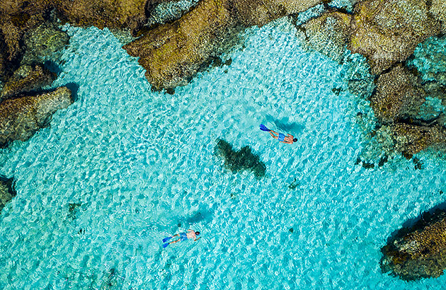 People swimming near reef on Rottnest Island