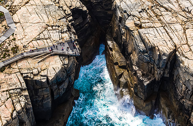 People on the viewing platform over The Gap near Albany