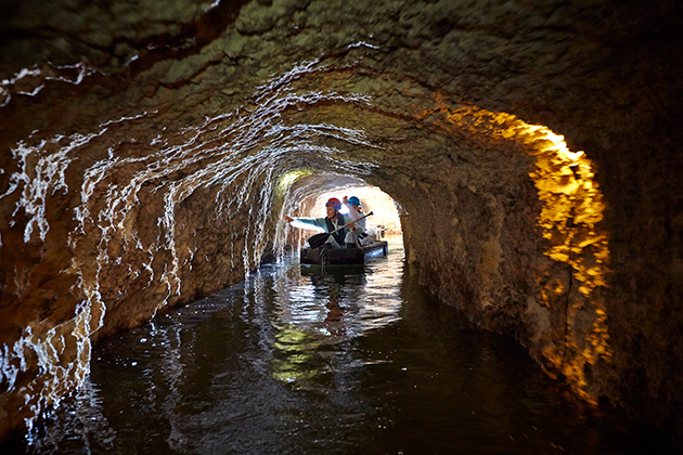 Underground tunnel with boat