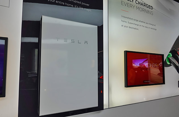 Tesla Powerwall in a Tesla showroom