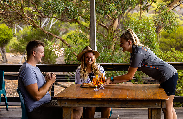 Dining outdoors on Woody Island