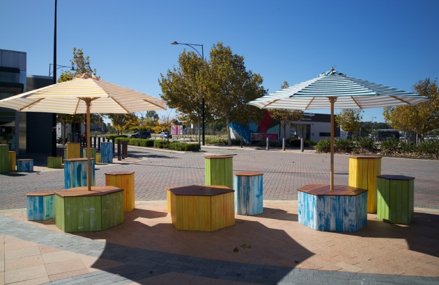 Colourful seating area