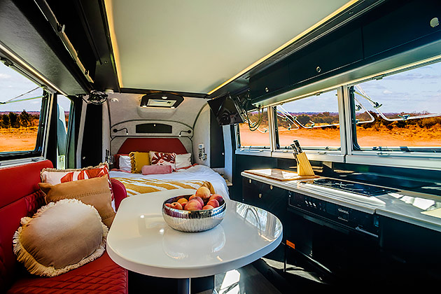 The interior of a Kimberley Cruiser caravan