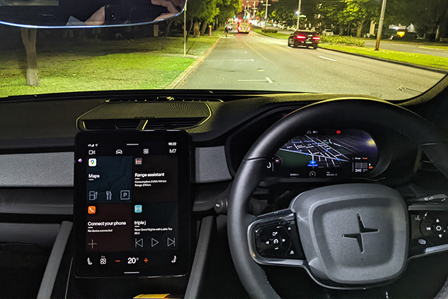 The interior of a Polestar 2