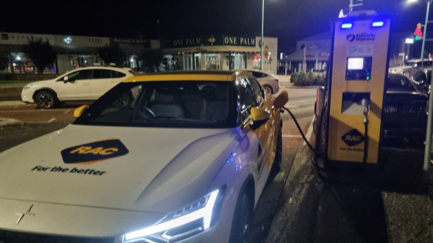 Polestar 2 electric car charging at public charging station