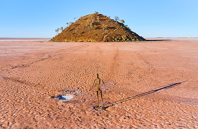 A small hill rising out of the salt lake at Lake Ballard