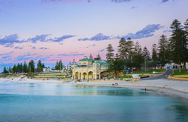 The grass terraces on the beachfront at Cottesloe