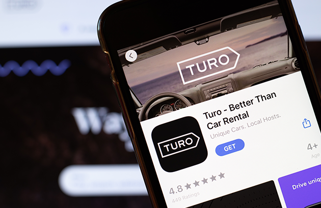 Turo car share application on phone