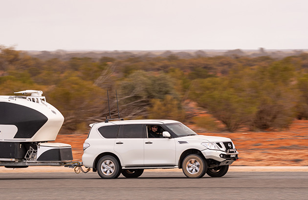 A 4WD towing a caravan with too much weight on its rear axle