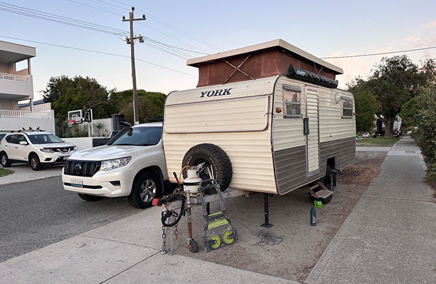 Caravan parked on front verge