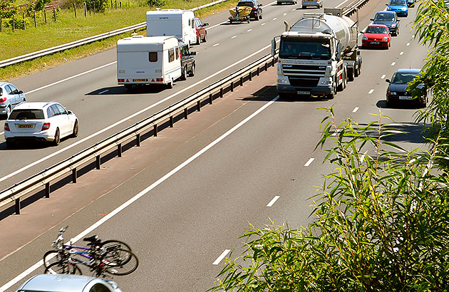 Caravans travelling along a highway