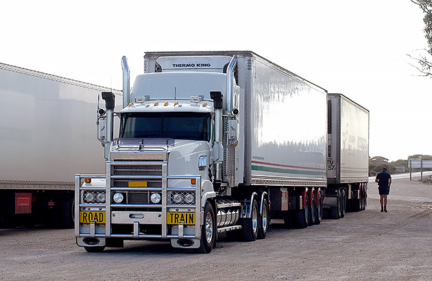 A large truck pulled up at a truck stop