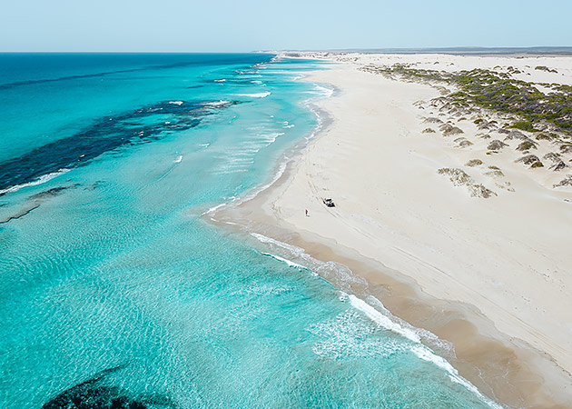 An aerial view of Lucky Bay Kalbarri