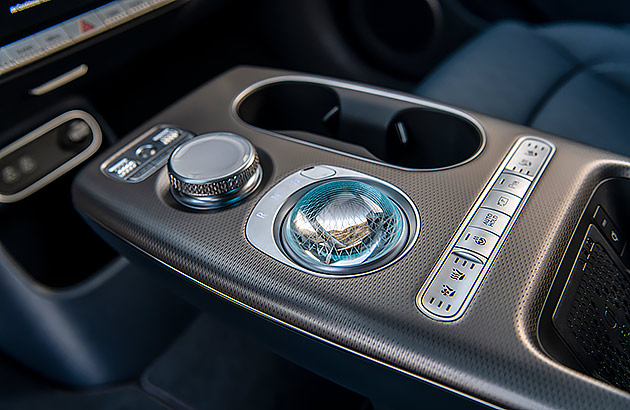 A close up of the crystal sphere in the Genesis GV60