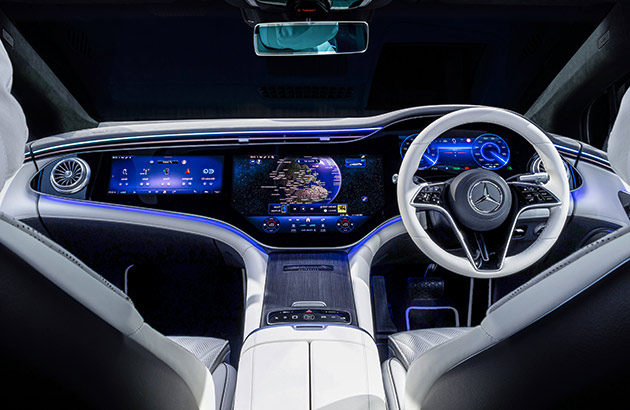 The dashboard of a Mercedes Benz EQS