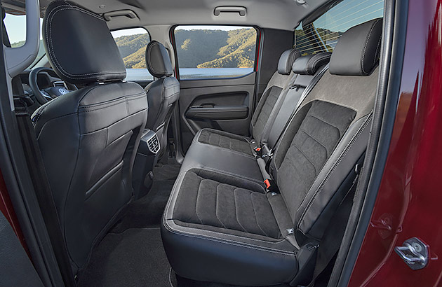 The rear seats of a Volkswagen Amarok