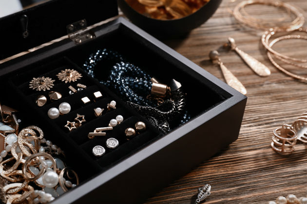 A jewellery box filled with expensive pieces