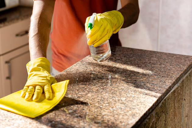 Image of bench being cleaned