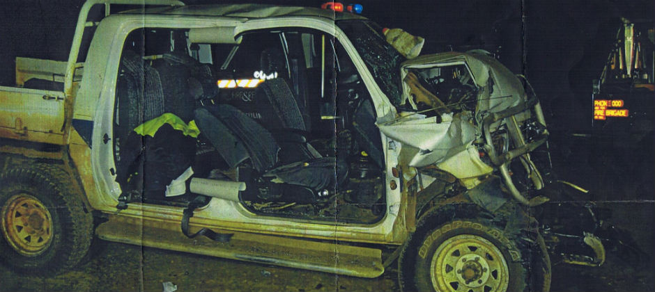 Graeme Robertson's vehicle after the crash