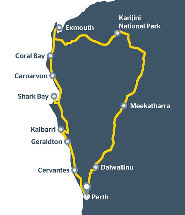 Perth To Exmouth Road Trip Map