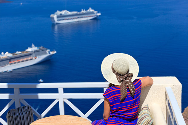 Woman on cruise balcony