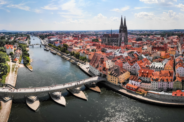 A picturesque view of the town of Regensburg