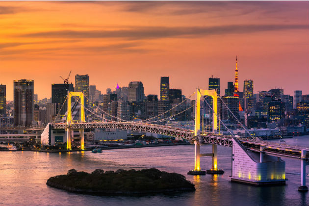 Rainbow bridge on the Bay of Tokyo