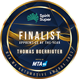 MTA Finalist Apprentice of the Year award 2022 - Thomas Boerrigter