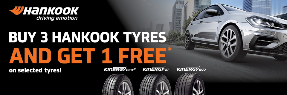 Buy 3 Hankook tyres and get 1 free* on selected tyres