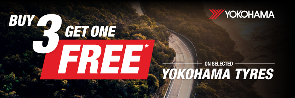 Buy 3 get 1 free* on selected Yokohama tyres