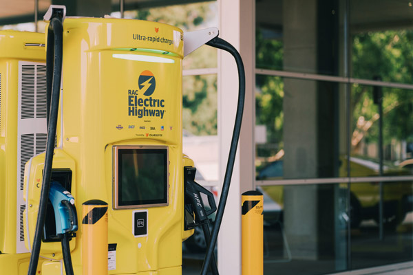 Close-up of the RAC Electric Highway® charging station outside the West Perth (Koorlup) head office