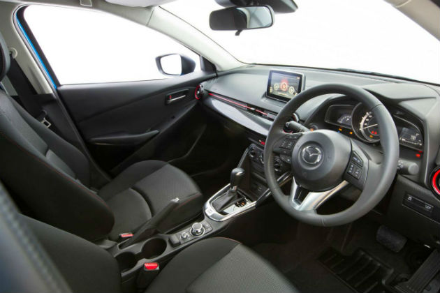 Interior of 2015 Mazda2 sedan