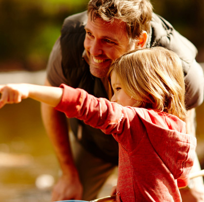 Father and child outdoors