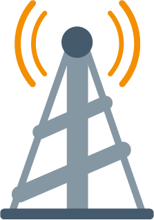 A radio tower sending alert signals