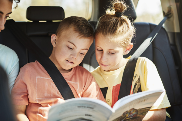 Children with seat belts on