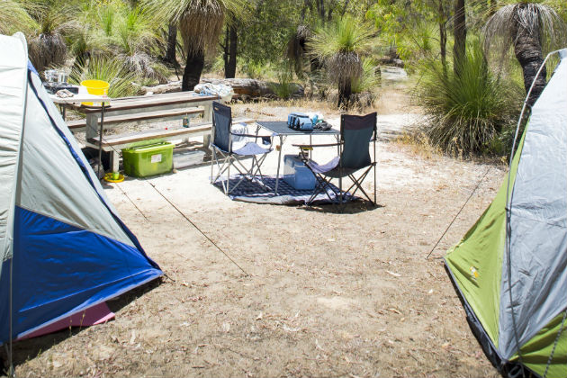 A set-up campsite