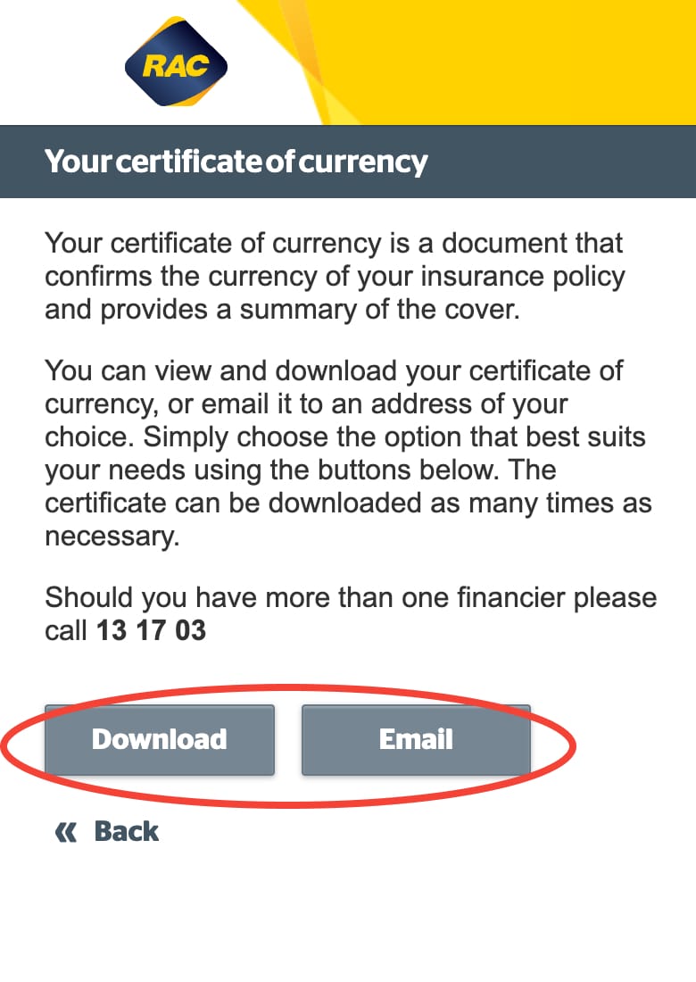 Selecting how you would like to your certificate on Mobile