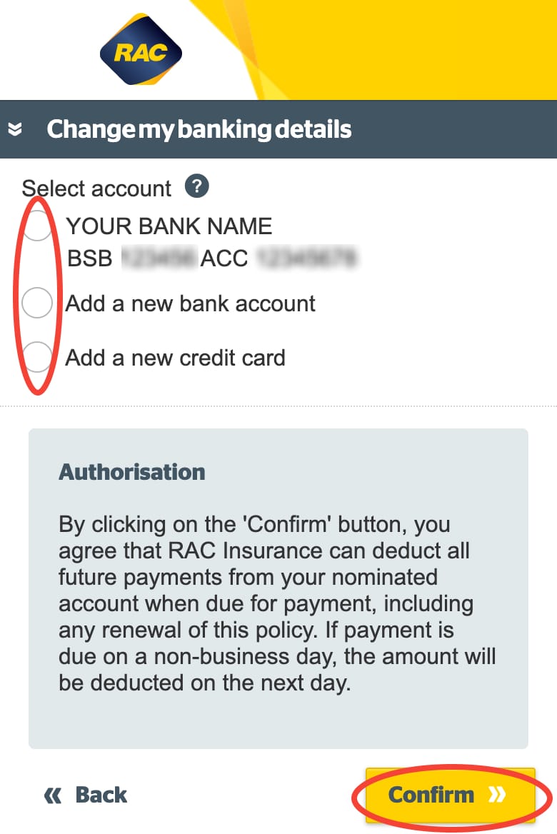 Update your bank details on Mobile