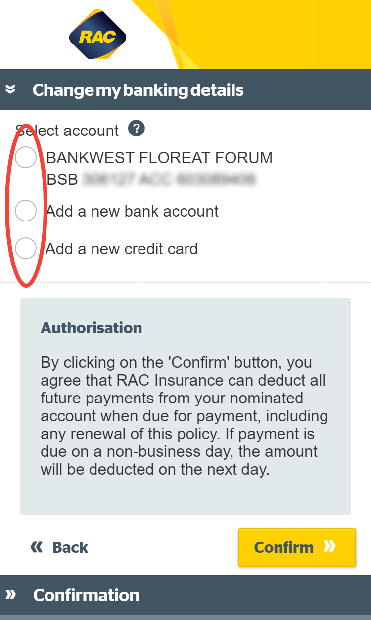 Update your bank details on Mobile