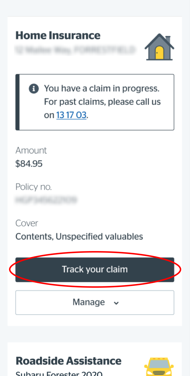 Selecting track a claim on mobile